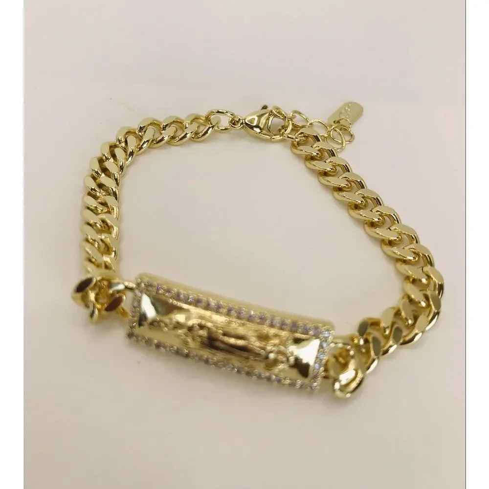 14K Gold Plated Virgin Mary Bracelet Oro Laminado Virgen De Guadalupe Pulsera